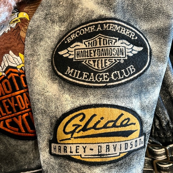 Very Rare, Vintage Harley Davidson Patinaed Leather Mileage Club Jacket, Size XL - Picture 14 of 16